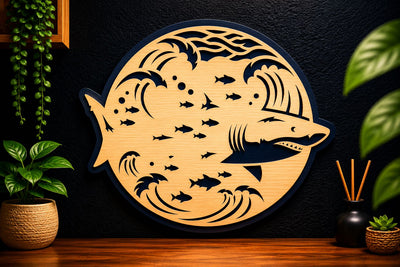 Shark Ocean Scene Laser Cut SVG Design SVG Regulrcrative 
