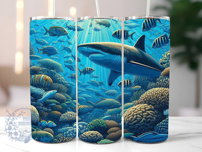 Shark Reef 20oz Skinny Tumbler Sublimation Designs for StraightTapered Tumbler PNG File Digital Download Sublimation ToriDesigns 
