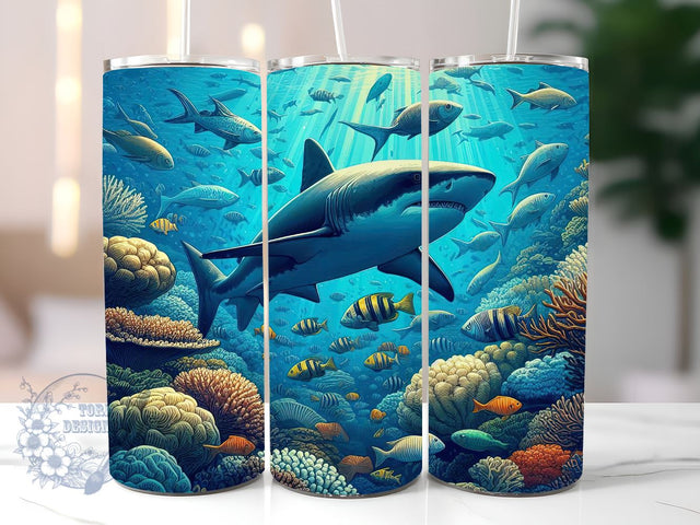 Shark Reef 20oz Skinny Tumbler Sublimation Designs for StraightTapered Tumbler PNG File Digital Download Sublimation ToriDesigns 