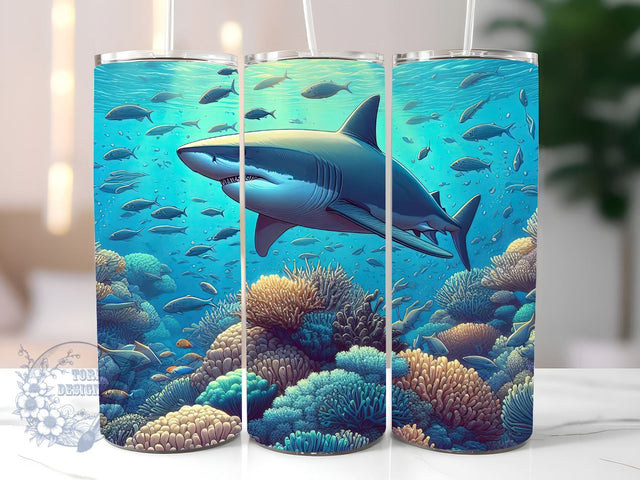 Shark Reef 20oz Skinny Tumbler Sublimation Designs for StraightTapered Tumbler PNG File Digital Download Sublimation ToriDesigns 
