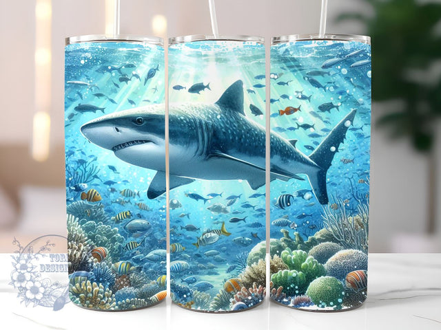 Shark Reef 20oz Skinny Tumbler Sublimation Designs for StraightTapered Tumbler PNG File Digital Download Sublimation ToriDesigns 