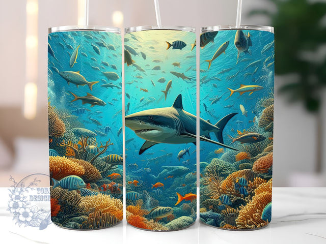 Shark Reef 20oz Skinny Tumbler Sublimation Designs for StraightTapered Tumbler PNG File Digital Download Sublimation ToriDesigns 