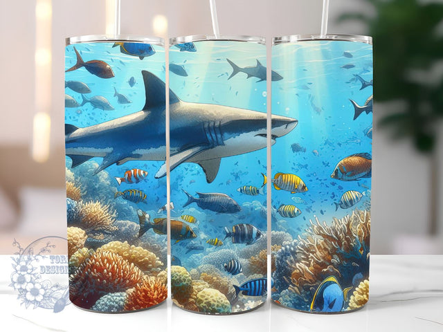 Shark Reef 20oz Skinny Tumbler Sublimation Designs for StraightTapered Tumbler PNG File Digital Download Sublimation ToriDesigns 