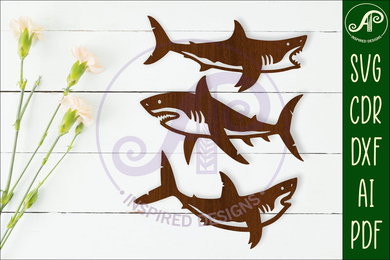 Shark silhouette laser cut out SVG file SVG APInspireddesigns 