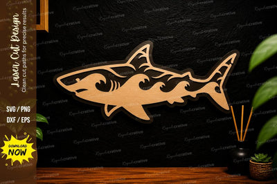 Shark Silhouette Laser Cut Svg Design SVG Regulrcrative 