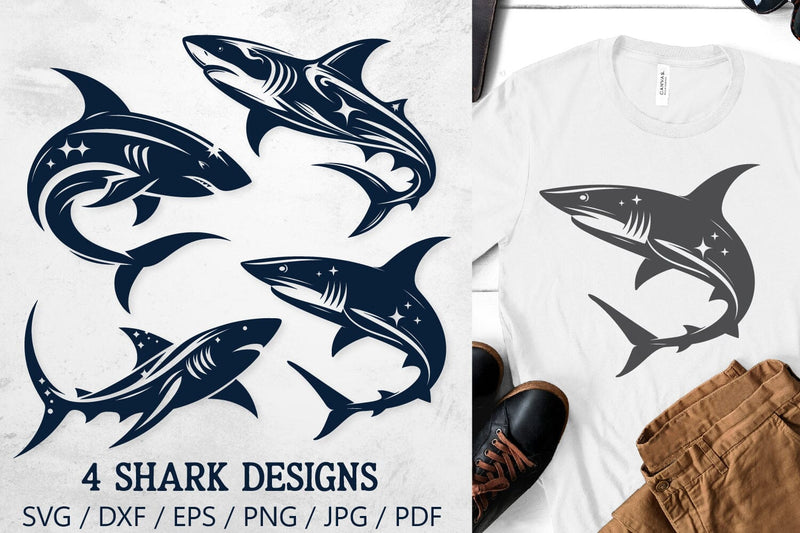 Shark SVG Bundle | Tribal Shark Silhouettes for Cricut & Silhouette SVG Tafti Art 