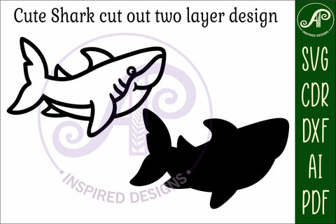 Shark two layer cut out laser cut wall art SVG APInspireddesigns 