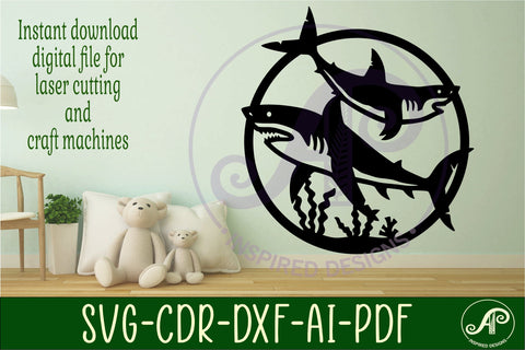 Shark wall art sign, SVG file SVG APInspireddesigns 