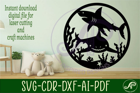 Sharks wall art sign, SVG file SVG APInspireddesigns 
