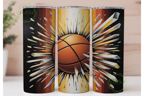Shattered Basketball 20oz Tumbler Wrap Sublimation PixelChick 