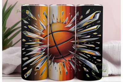 Shattered Basketball 20oz Tumbler Wrap Sublimation PixelChick 