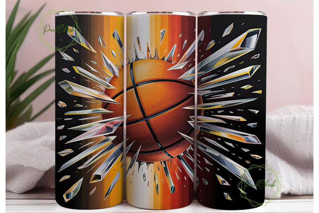 Shattered Basketball 20oz Tumbler Wrap Sublimation PixelChick 