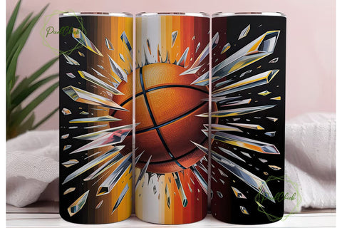 Shattered Basketball 20oz Tumbler Wrap Sublimation PixelChick 