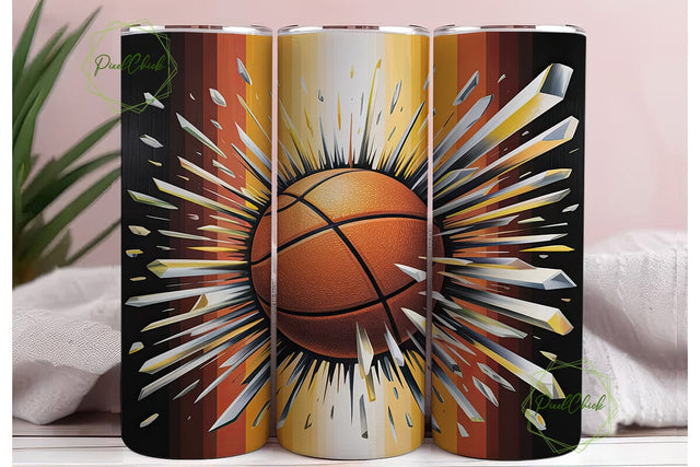 Shattered Basketball 20oz Tumbler Wrap Sublimation PixelChick 