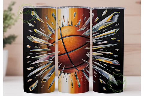 Shattered Basketball 20oz Tumbler Wrap Sublimation PixelChick 