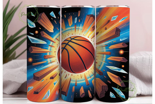 Shattered Basketball Explosion Tumbler Sublimation PixelChick 