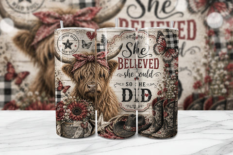 She Believed She Could Farmhouse Tumbler Sublimation BijouBay 