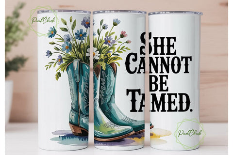 She Cannot Be Tamed 20oz Tumbler Wrap Sublimation PixelChick 