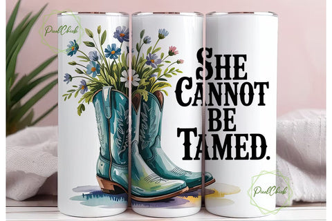 She Cannot Be Tamed 20oz Tumbler Wrap Sublimation PixelChick 