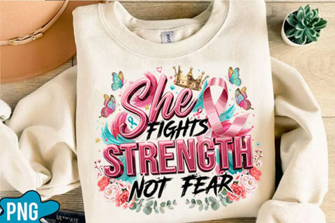 She Fights With Strength Not Fear PNG Designs Sublimation shah alam 