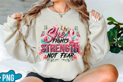 She Fights With Strength Not Fear PNG Designs Sublimation shah alam 