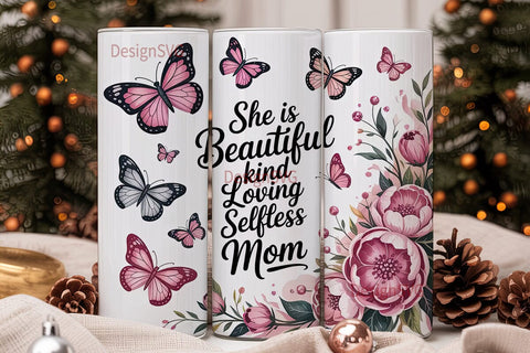 She Is Beautiful Mom 20oz Tumbler Wrap Sublimation DesignSVG 