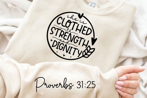She Is Clothed With Strength Sleeve SVG Design SVG Regulrcrative 