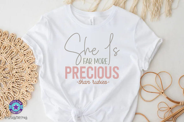 She is far more precious than rubies, Christian SVG PNG, Christian Quote SVG FiveStarCrafting 