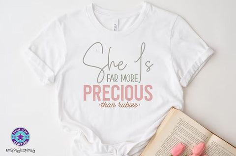 She is far more precious than rubies, Christian SVG PNG, Christian Quote SVG FiveStarCrafting 