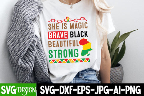 She is Magic Brave Black Beautiful Strong SVG Design, Juneteenth SVG Cut File, Juneteenth Sublimation Design, Juneteenth SVG Cut File, Juneteenth Sublimation Design, Black hIstory SVG Bundle , Black Woman SVG Design SVG BlackCatsMedia 