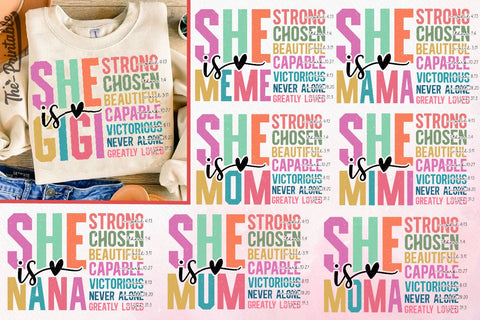 She Is MiMi/Moma/NaNa/GiGi Png Bundle, Retro Mother PNG, Blessed Mom Png, Mom Shirt, Mom Life Png, Mother's Day Png, Mom Png, Gift for Mom SVG BB Type Studios 