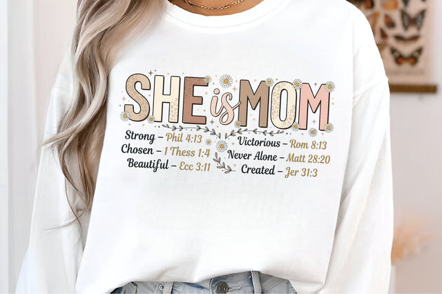 She is Mom Christian Mothers Day Design Sublimation designmaster24 