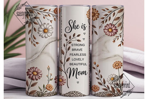 She Is Mom Floral Tumbler Wrap Sublimation sassyprint 