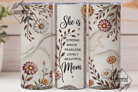 She Is Mom Floral Tumbler Wrap Sublimation sassyprint 