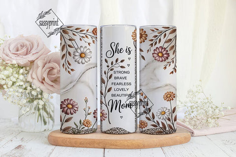 She Is Mom Floral Tumbler Wrap Sublimation sassyprint 