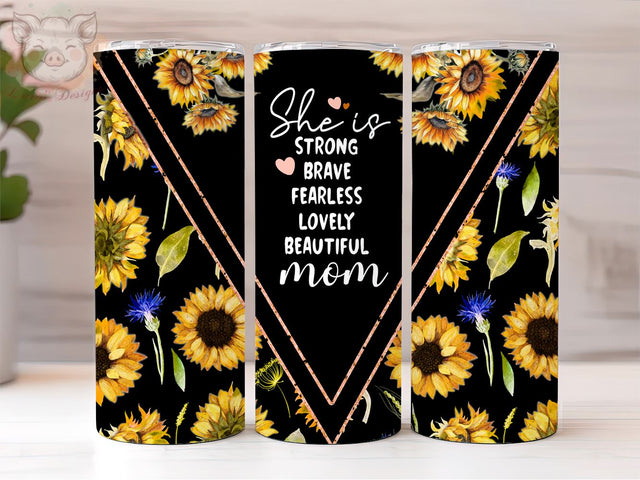 She is Mom Tumbler Wrap PNG 20oz Skinny Tumbler, Designs Mom Quote Tumbler, Sublimation Design, Digital, Digital Download PNG Sublimation Lara' s Designs 