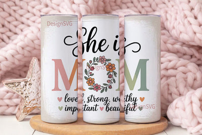 She is Mom Tumbler Wrap PNG Sublimation DesignSVG 