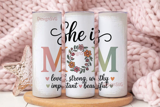 She is Mom Tumbler Wrap PNG Sublimation DesignSVG 