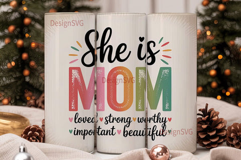 She is Mom Tumbler Wrap PNG Sublimation DesignSVG 