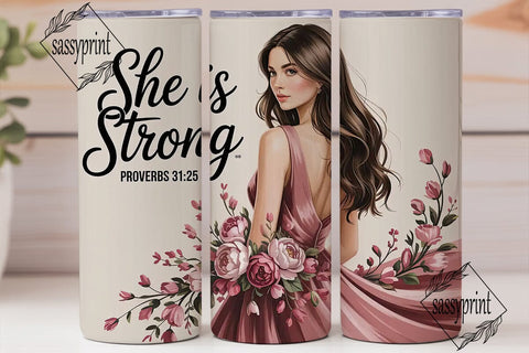 She Is Strong 20oz Tumbler Wrap Sublimation sassyprint 