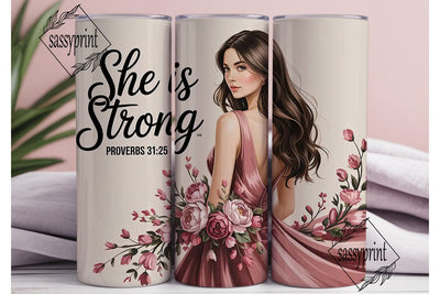 She Is Strong 20oz Tumbler Wrap Sublimation sassyprint 