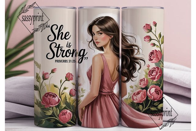 She Is Strong 20oz Tumbler Wrap Sublimation sassyprint 