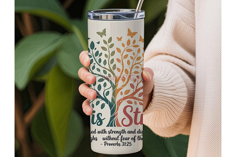 She Is Strong Butterfly Tree 20oz Sublimation DesignSVG 