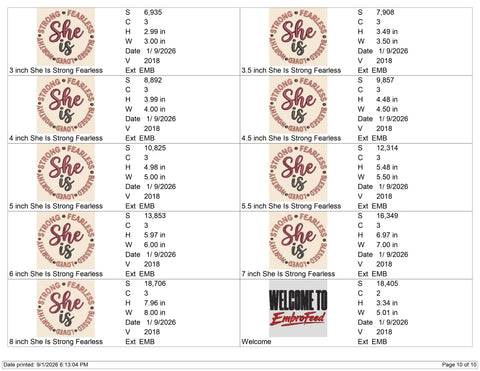 She Is Strong Fearless Blessed Loved Worthy Embroidery Design – Inspirational Woman Machine Embroidery File, Christian Faith Design Embroidery/Applique DESIGNS PatternFeed8 