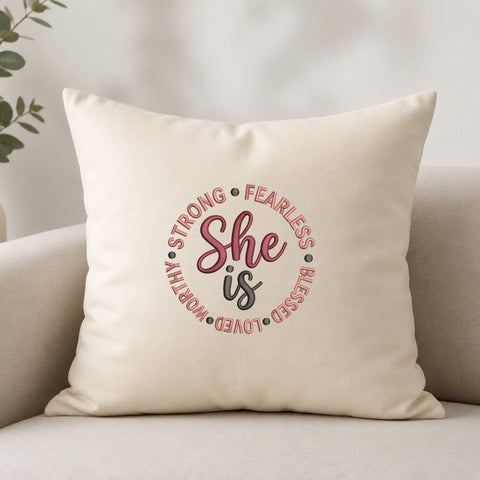 She Is Strong Fearless Blessed Loved Worthy Embroidery Design – Inspirational Woman Machine Embroidery File, Christian Faith Design Embroidery/Applique DESIGNS PatternFeed8 