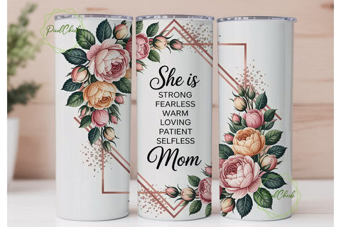 She Is Strong Mom 20oz Tumbler Wrap Sublimation PixelChick 