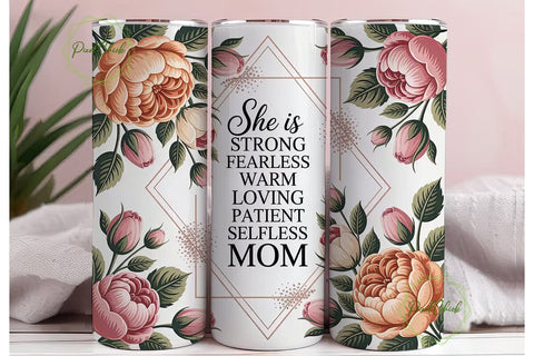 She Is Strong Mom 20oz Tumbler Wrap Sublimation PixelChick 