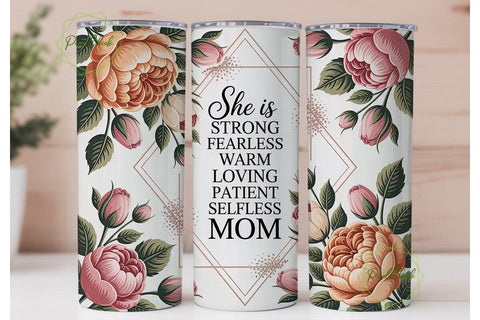 She Is Strong Mom 20oz Tumbler Wrap Sublimation PixelChick 