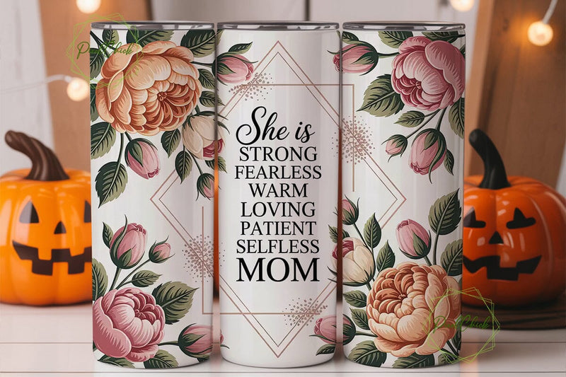 She Is Strong Mom 20oz Tumbler Wrap Sublimation PixelChick 