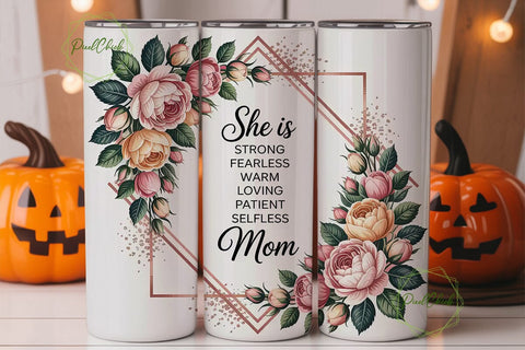 She Is Strong Mom 20oz Tumbler Wrap Sublimation PixelChick 